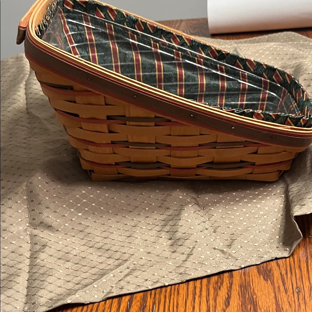 Longaberger Striped Green and Red Basket - Picture 2 of 4